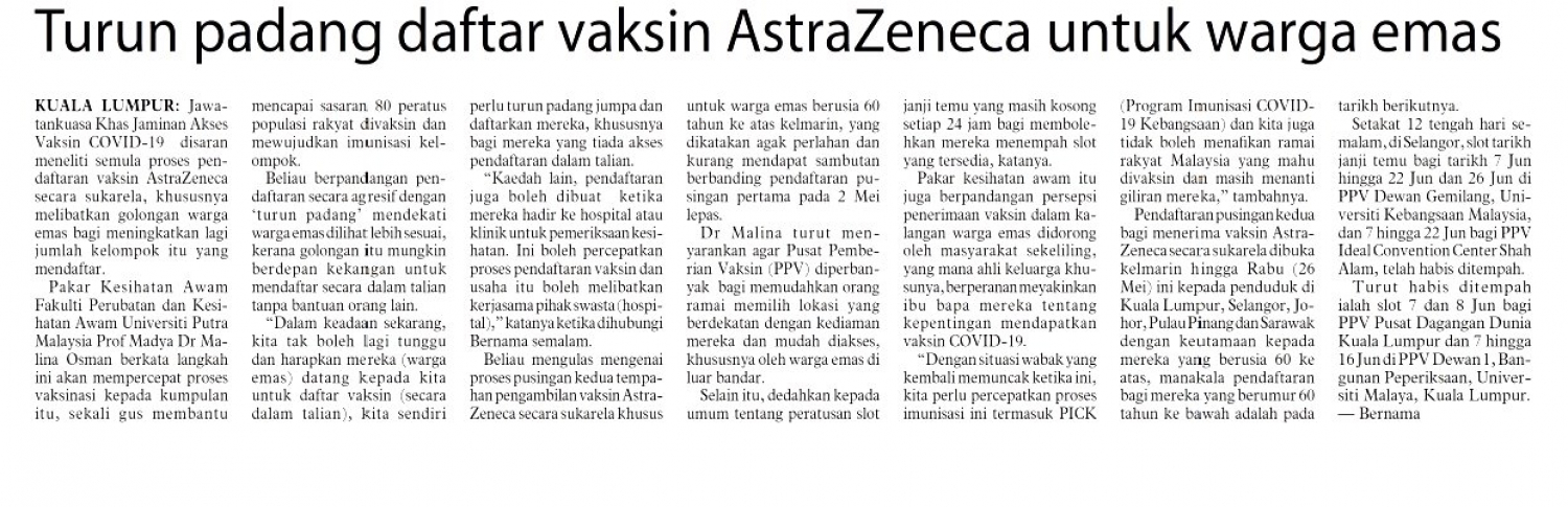 Astrazeneca malaysia daftar Pendaftaran vaksin